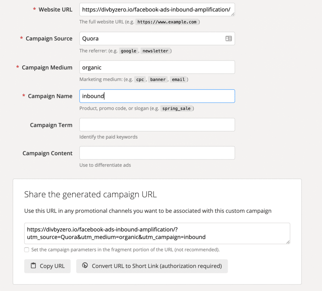 UTM codes to track quora marketing