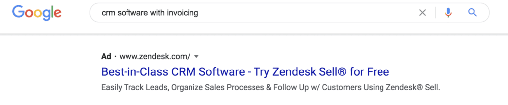 Example of saas google ad