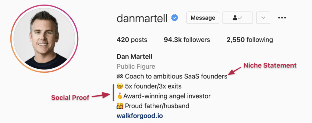 Instagram Bio Ideas: Niche Statement