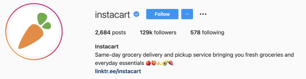 Instagram Bio Examples Instacart