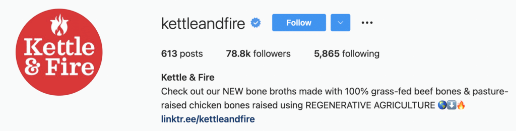 Instagram Bio Examples Kettle & Fire