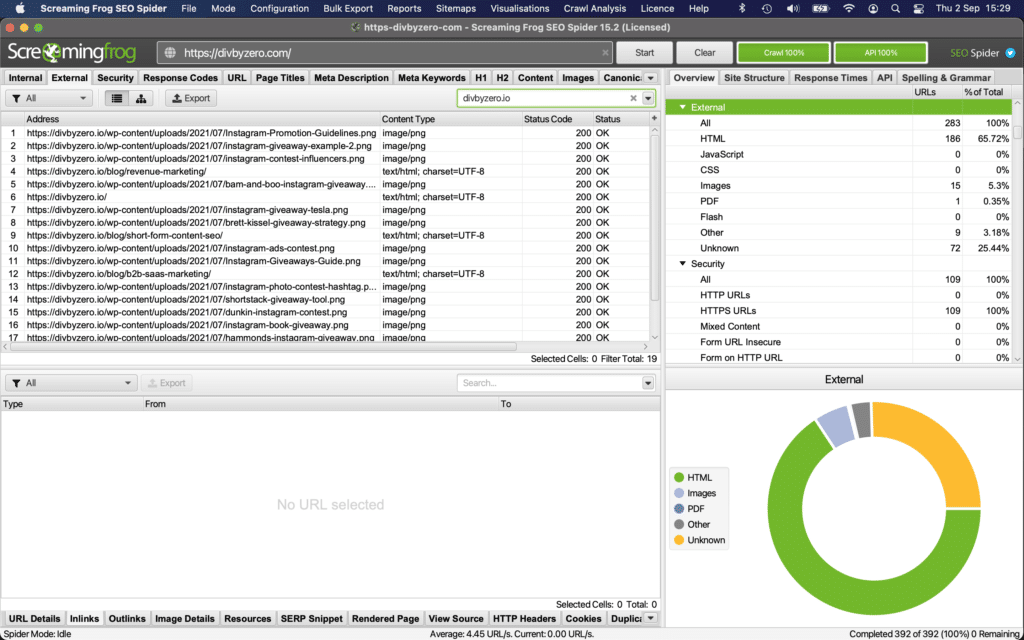 ScreamingFrog external links