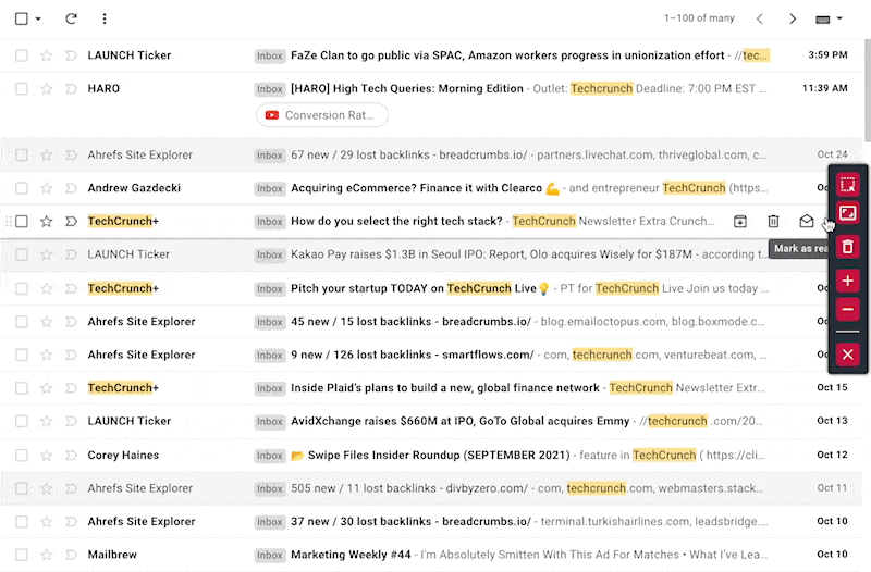 Application of ZeroBlur in Gmail