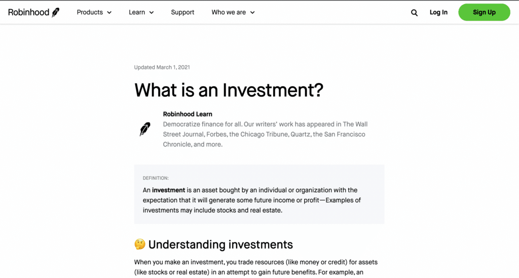 Robinhood quantity content approach