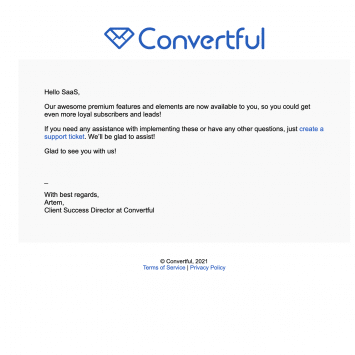 Convertful Welcome Mail