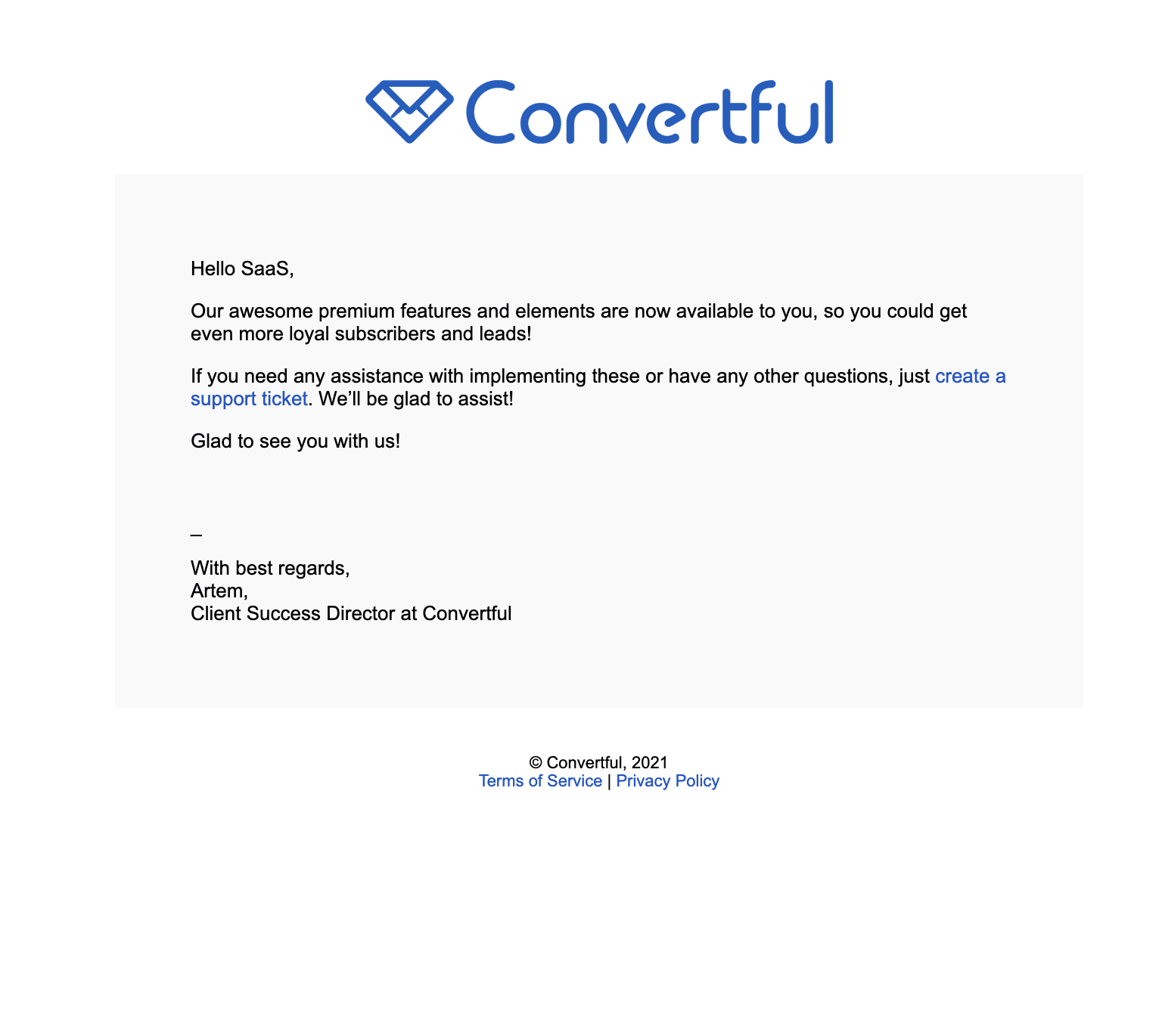 Convertful Welcome Mail