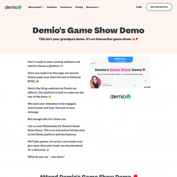 Demio Webinar Landing Page