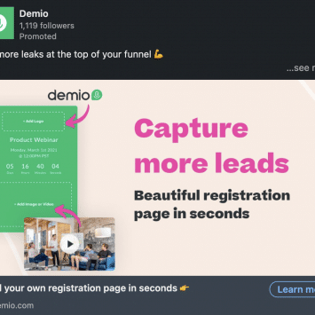 Demio Linkedin Ads 1