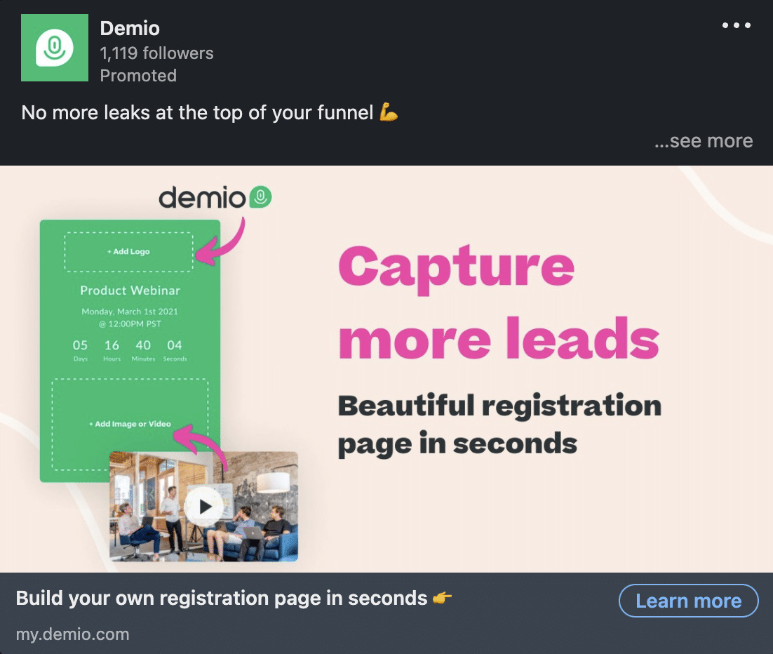 Demio Linkedin Ads 1
