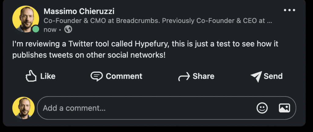 Hypefury Linkedin example