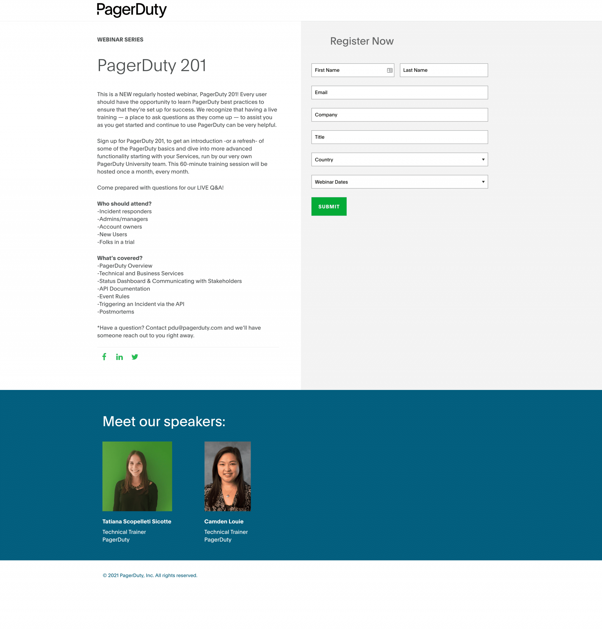 Pagerduty Webinar Landing Page