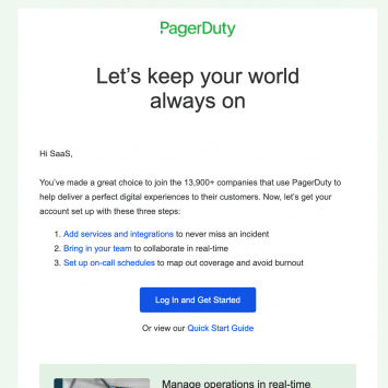 Pagerduty welcome email