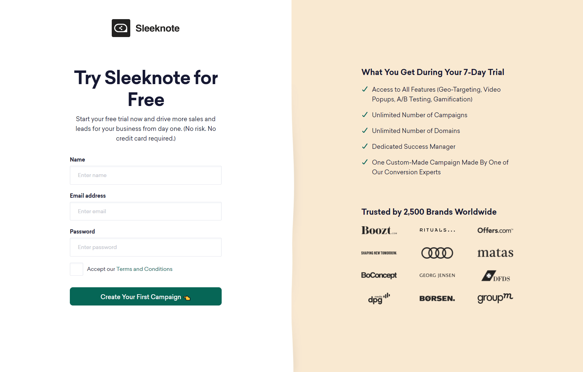 Sleeknote Signup