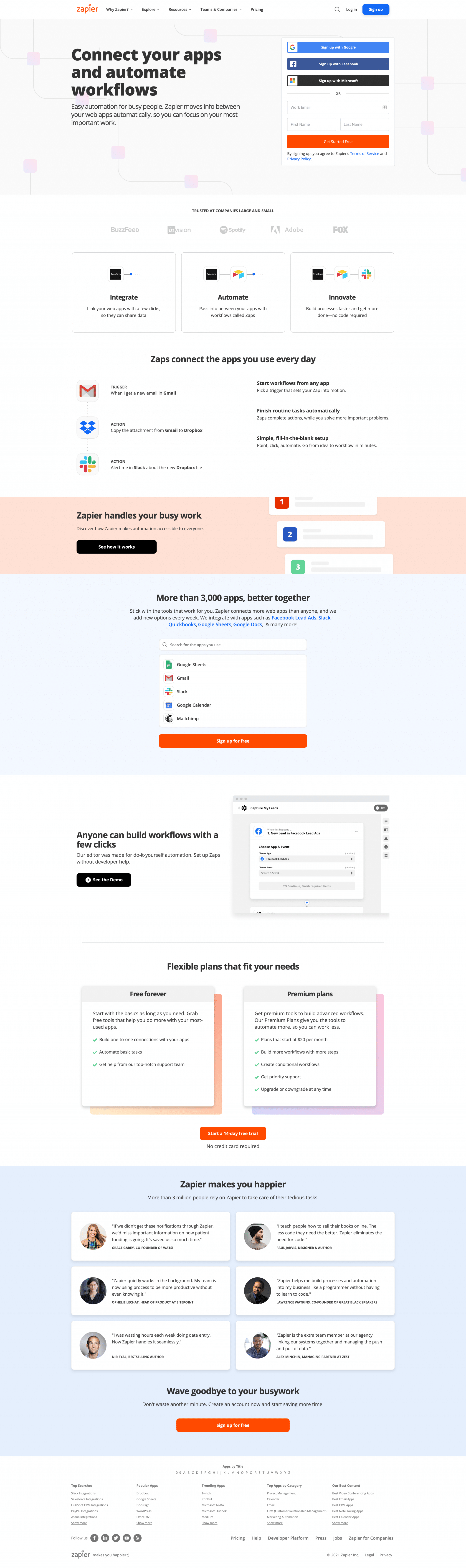 Zapier Homepage