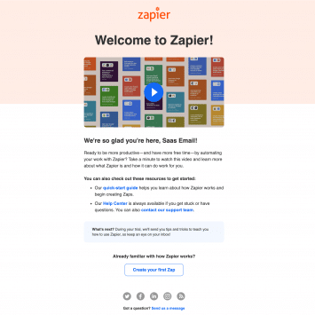 Zapier Welcome Email