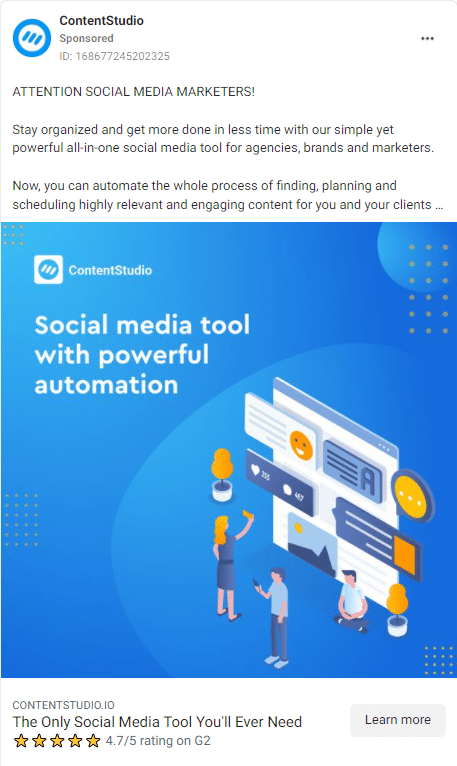 Contentstudio Facebook Ads 1