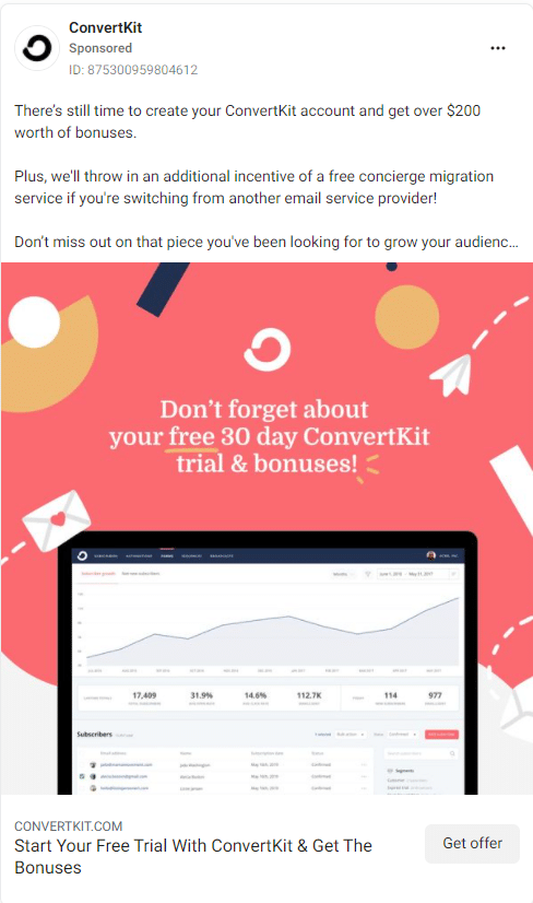 Convertkit Facebook Ads 1