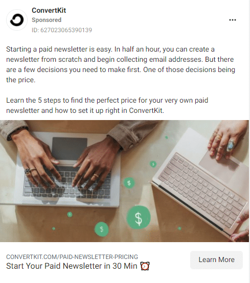 Convertkit Facebook Ads 3
