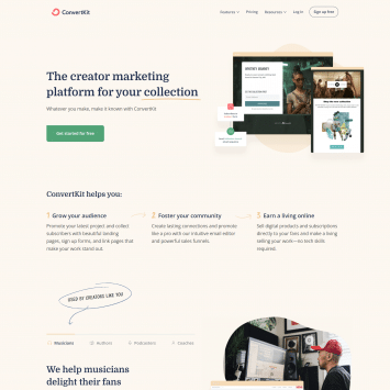 Convertkit Homepage