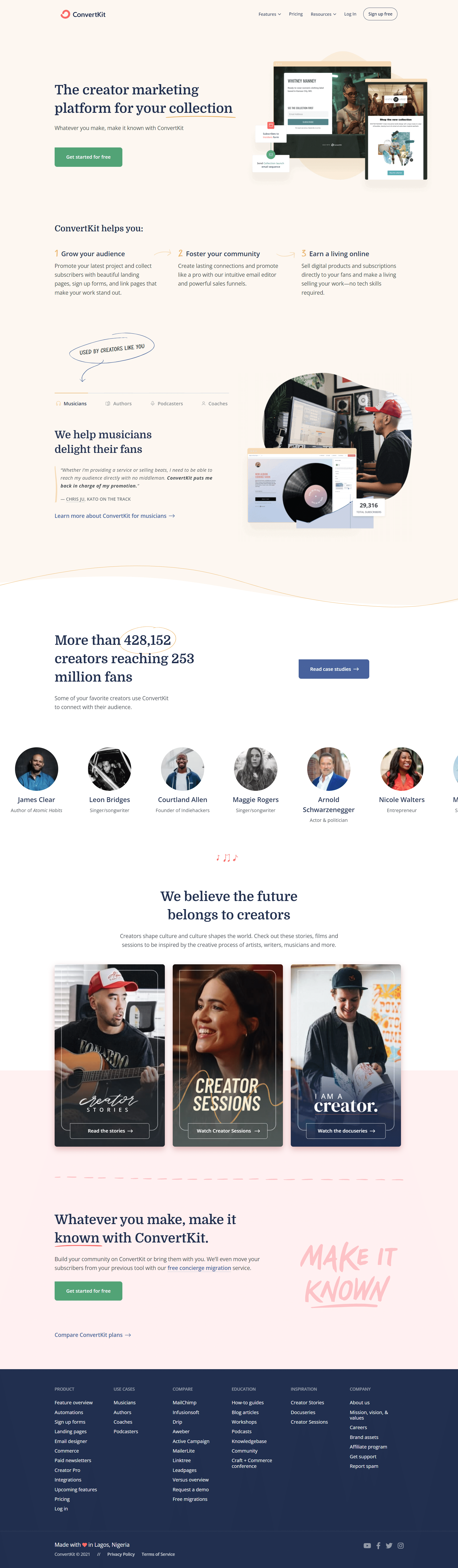 Convertkit Homepage