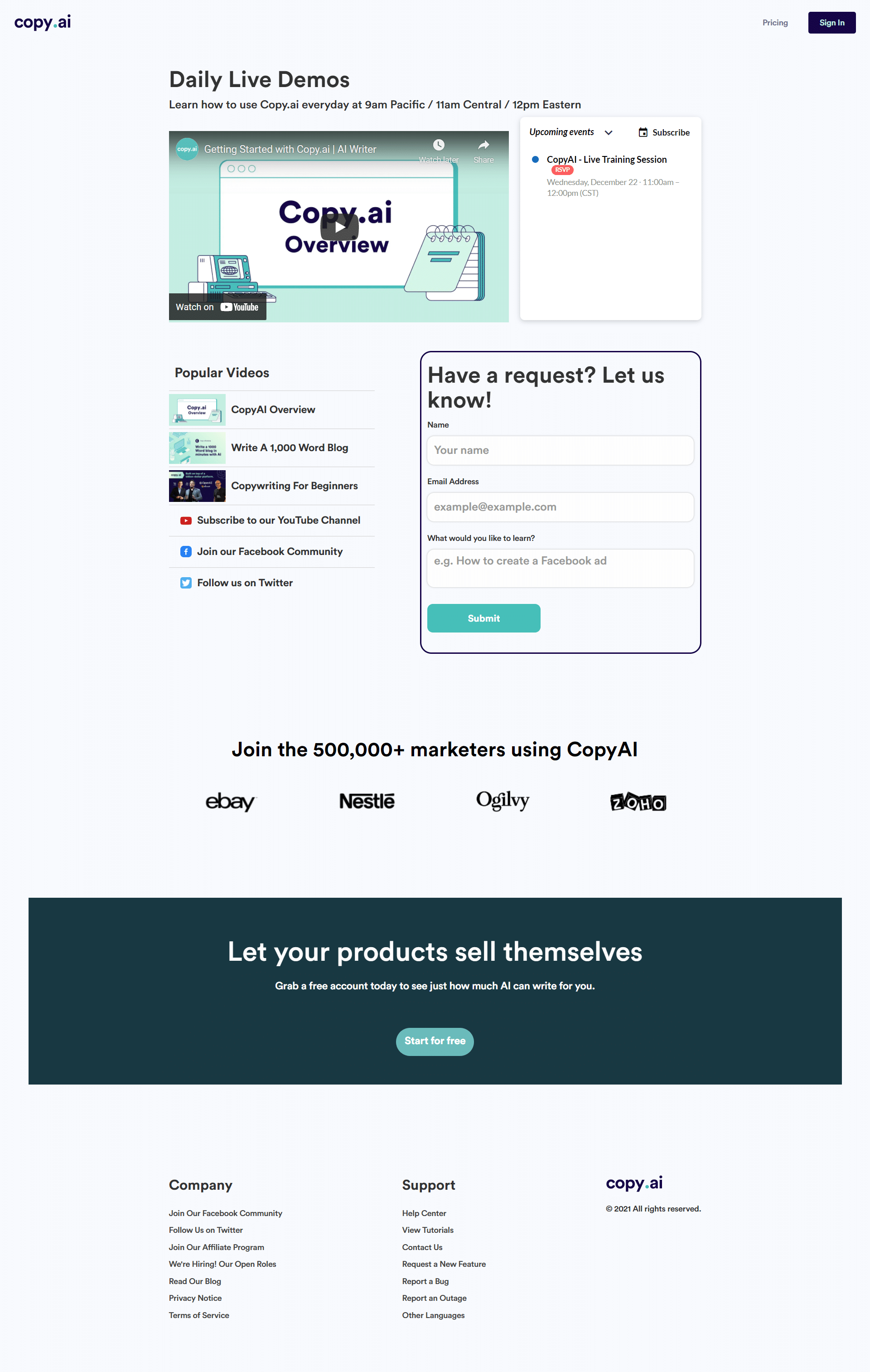 Copy-ai Landing Page