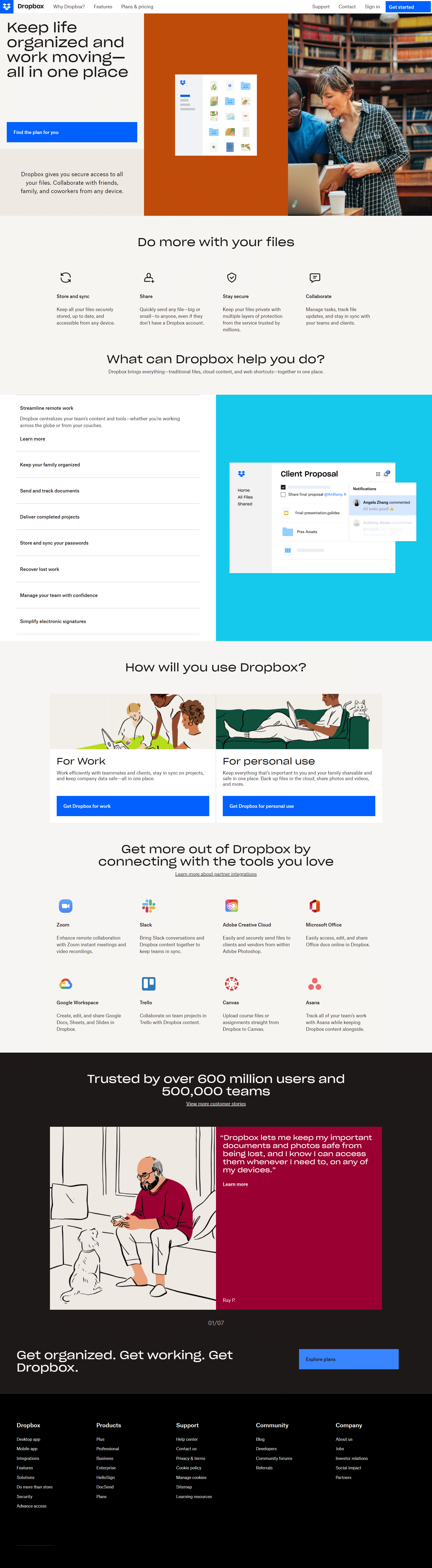 Dropbox Homepage