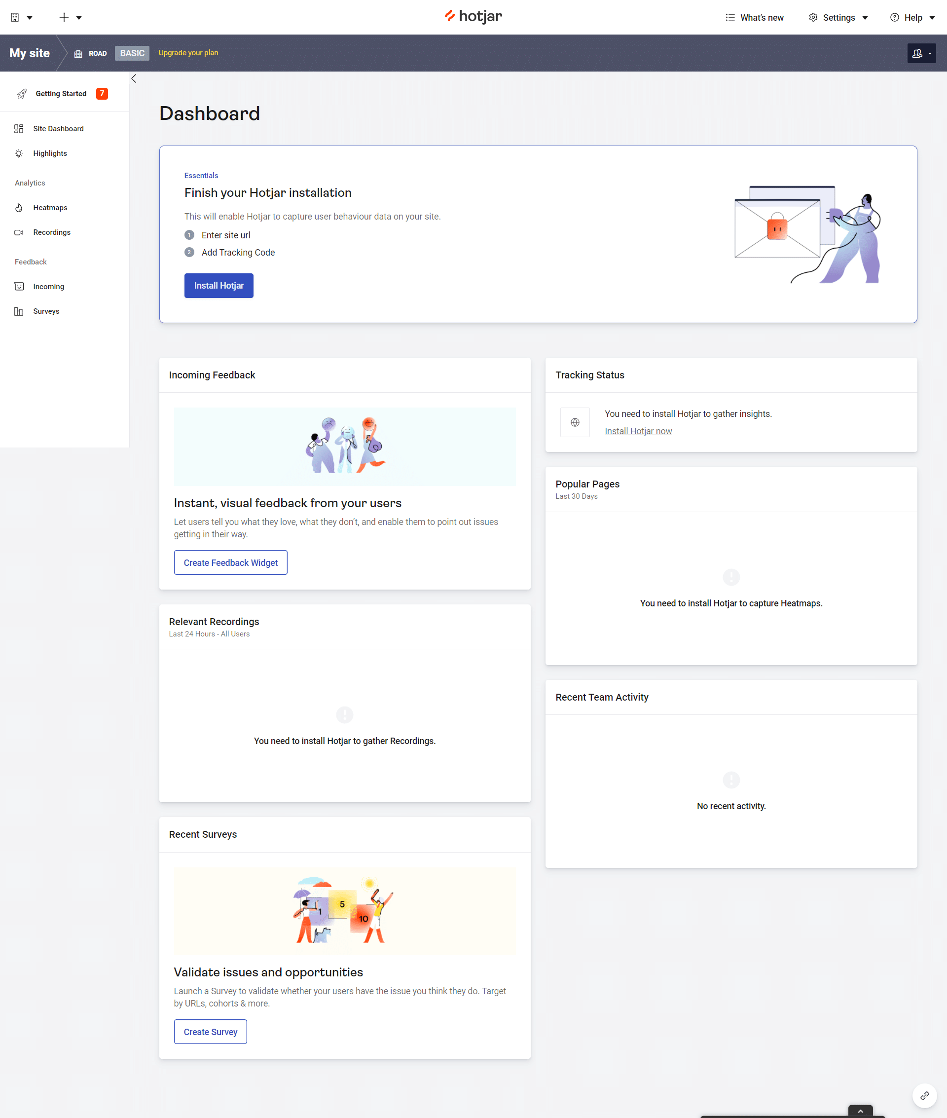 Hotjar Dashboard Trial