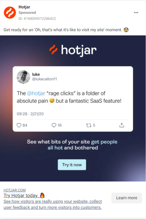 Hotjar Facebook Ads 3