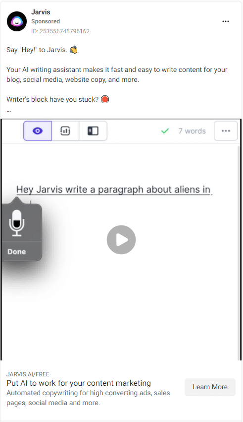 Jarvis Facebook Ads 3