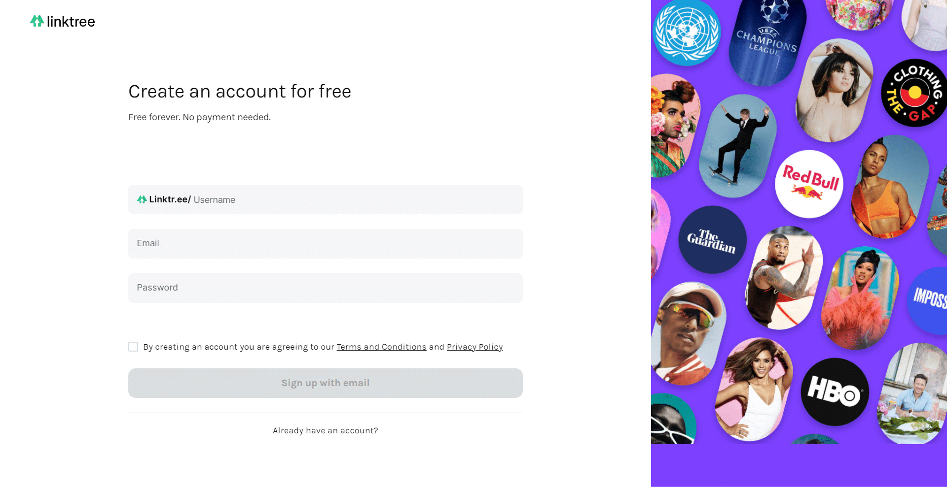 Linktree Signup