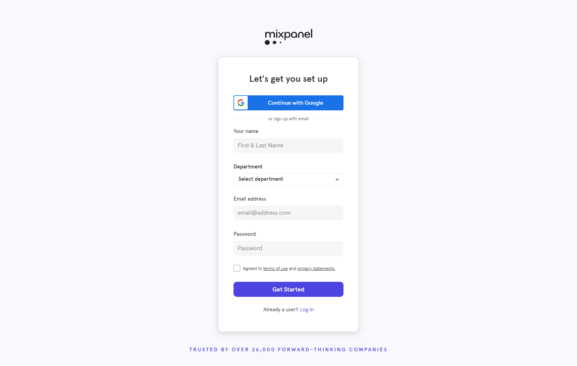 Mixpanel Signup