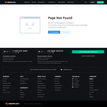 SEMrush 404 Page Not Found