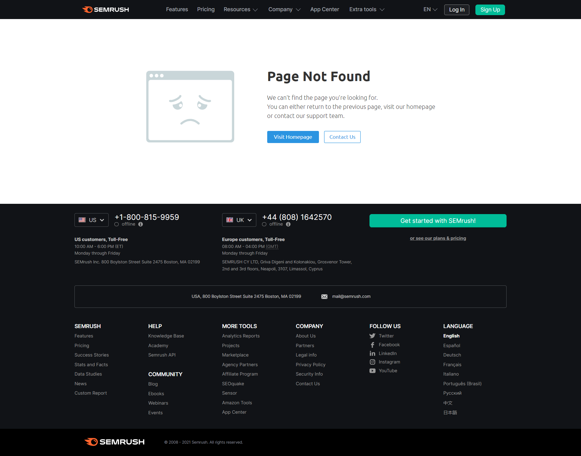 SEMrush 404 Page Not Found