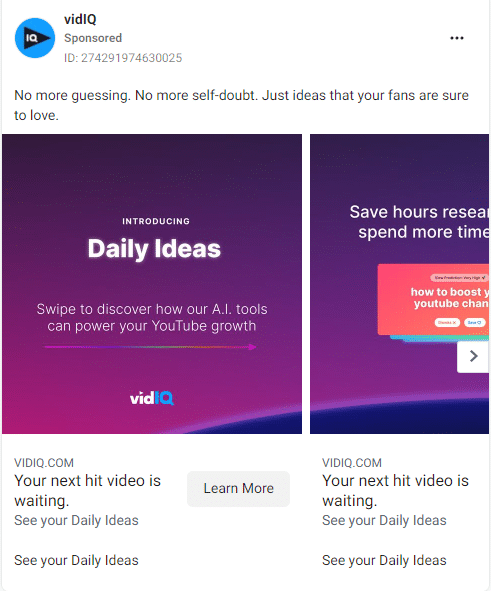 VidIQ Facebook Ads 1