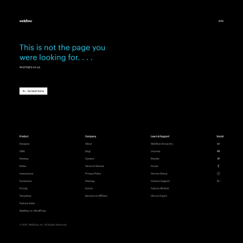 Webflow 404 Page Not Found