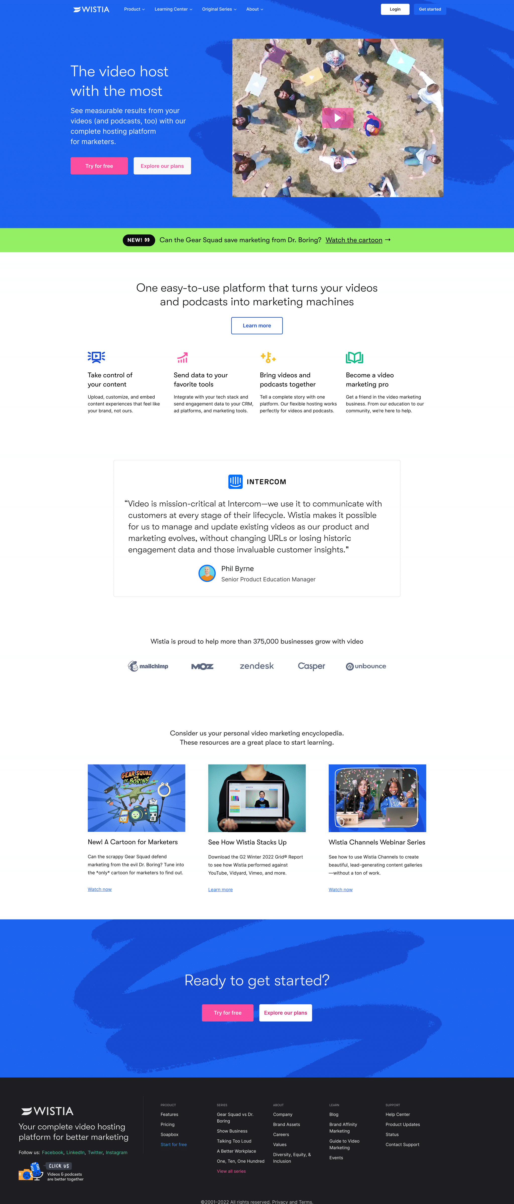 Wistia Homepage