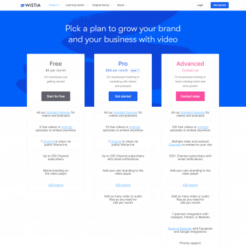 Wistia Pricing