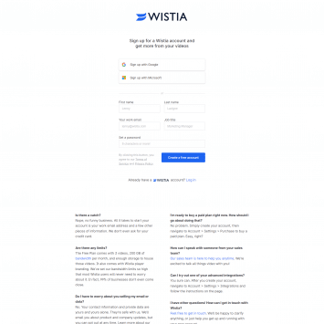 Wistia Signup