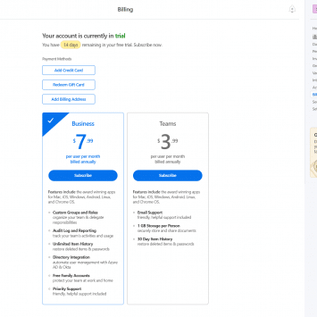 1Password Billing