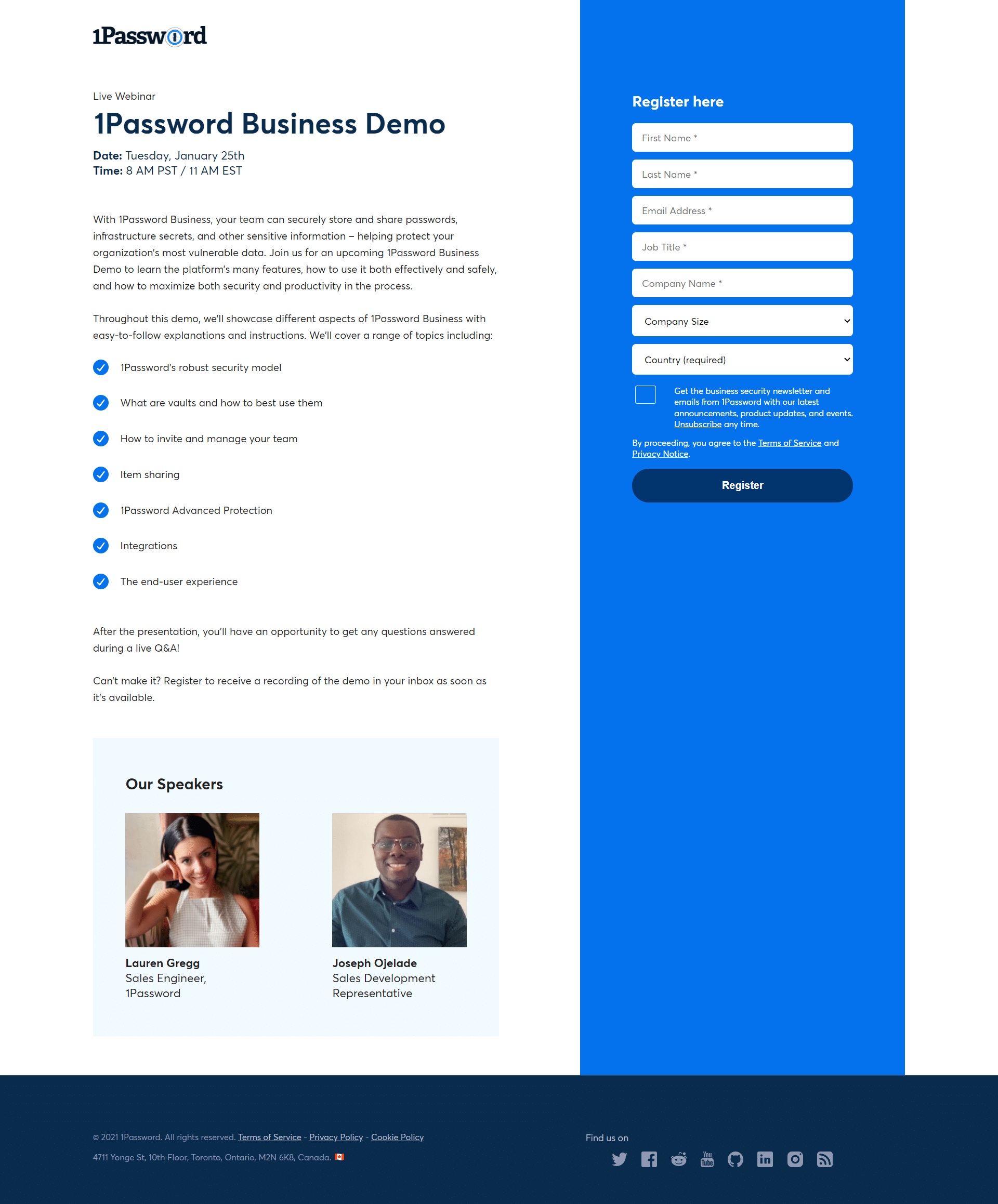 1Password Landing Page