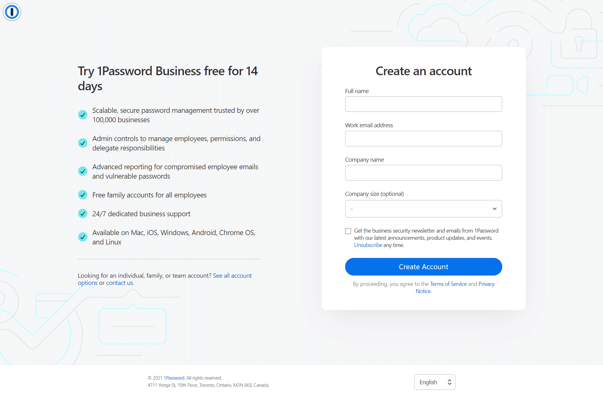 1Password Signup