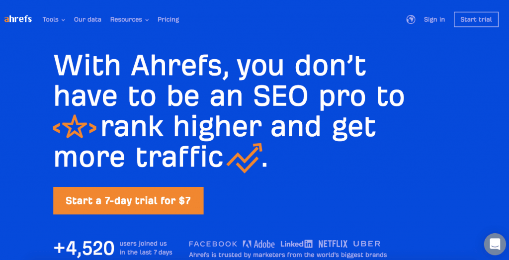 Ahrefs home