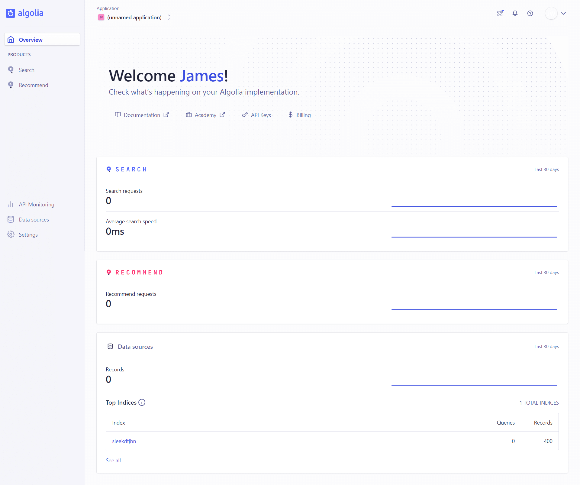 Algolia Dashboard Trial