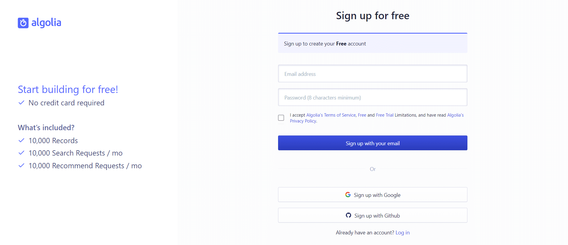 Algolia Signup