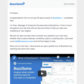 buzzsumo onboarding email