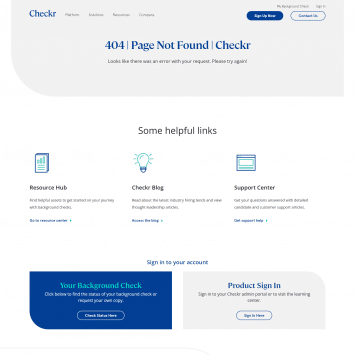 Checkr 404 Page Not Found