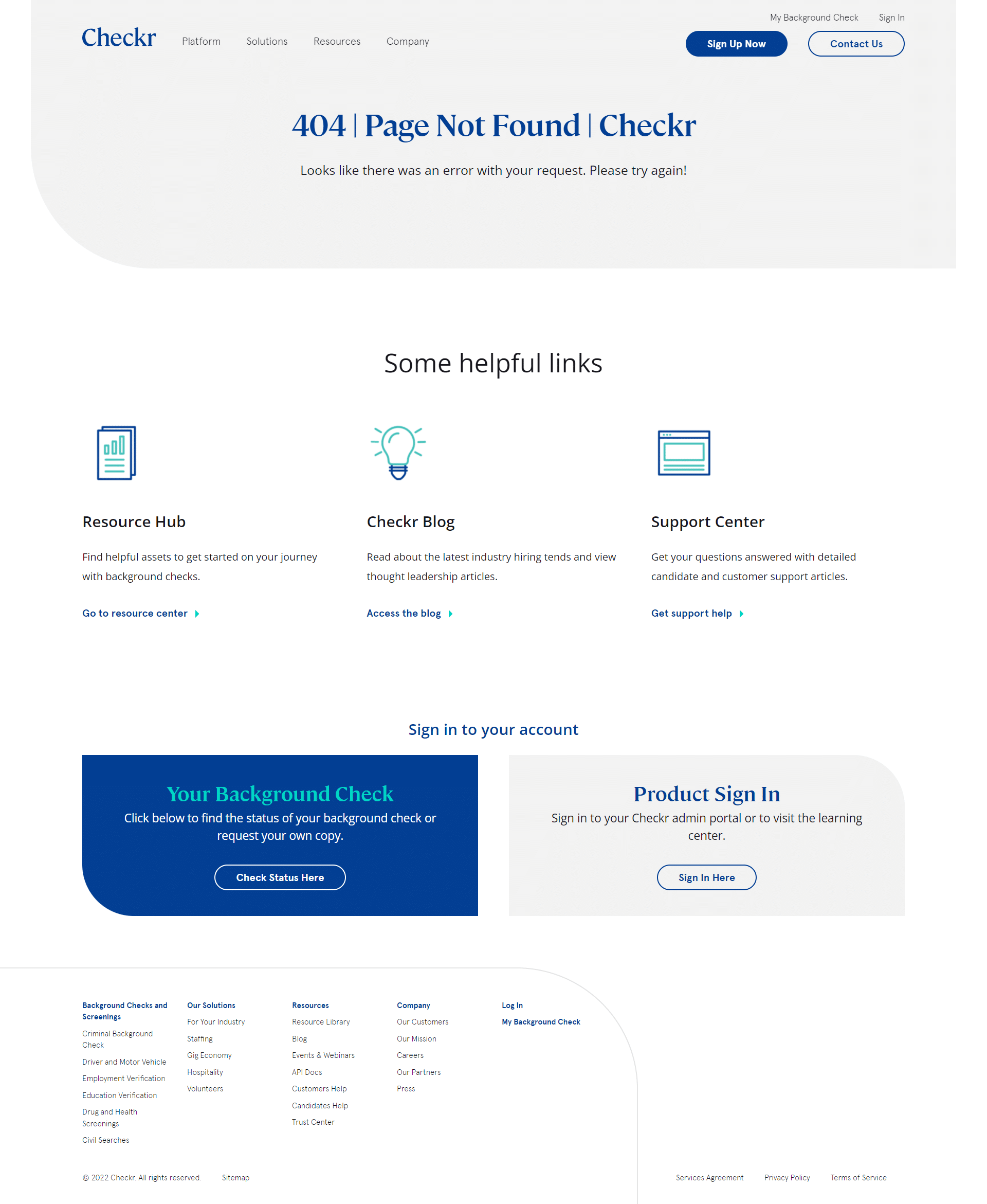 Checkr 404 Page Not Found