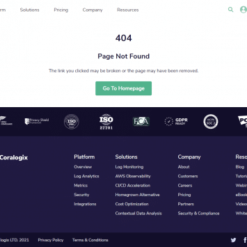 Coralogix 404 Page Not Found