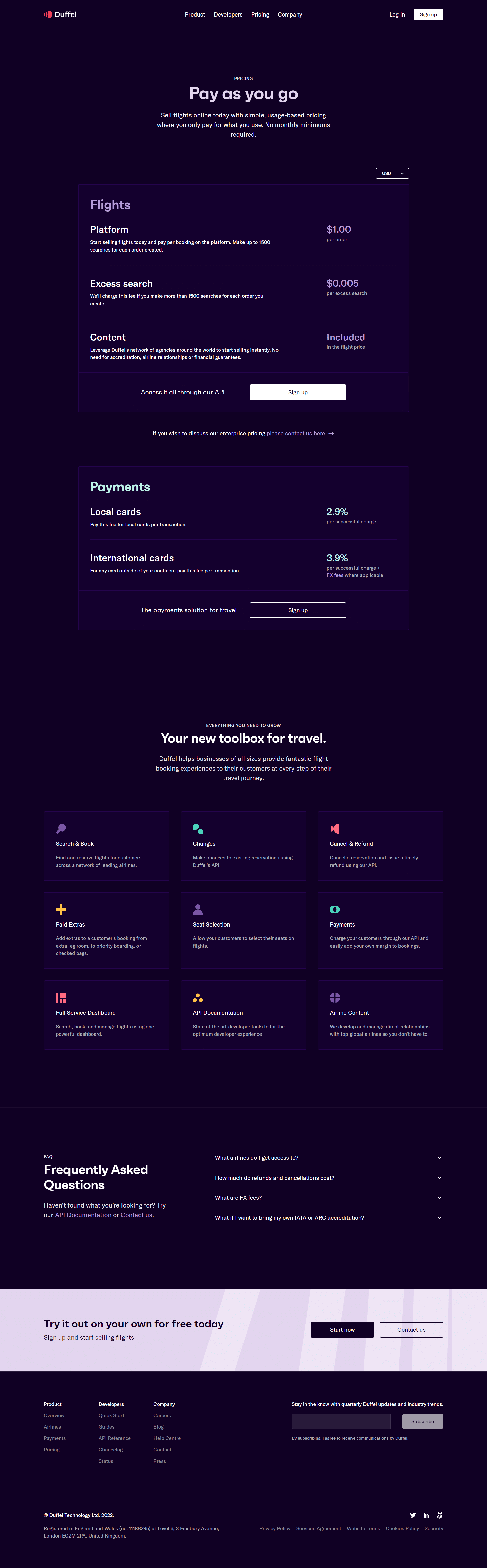 Duffel Pricing