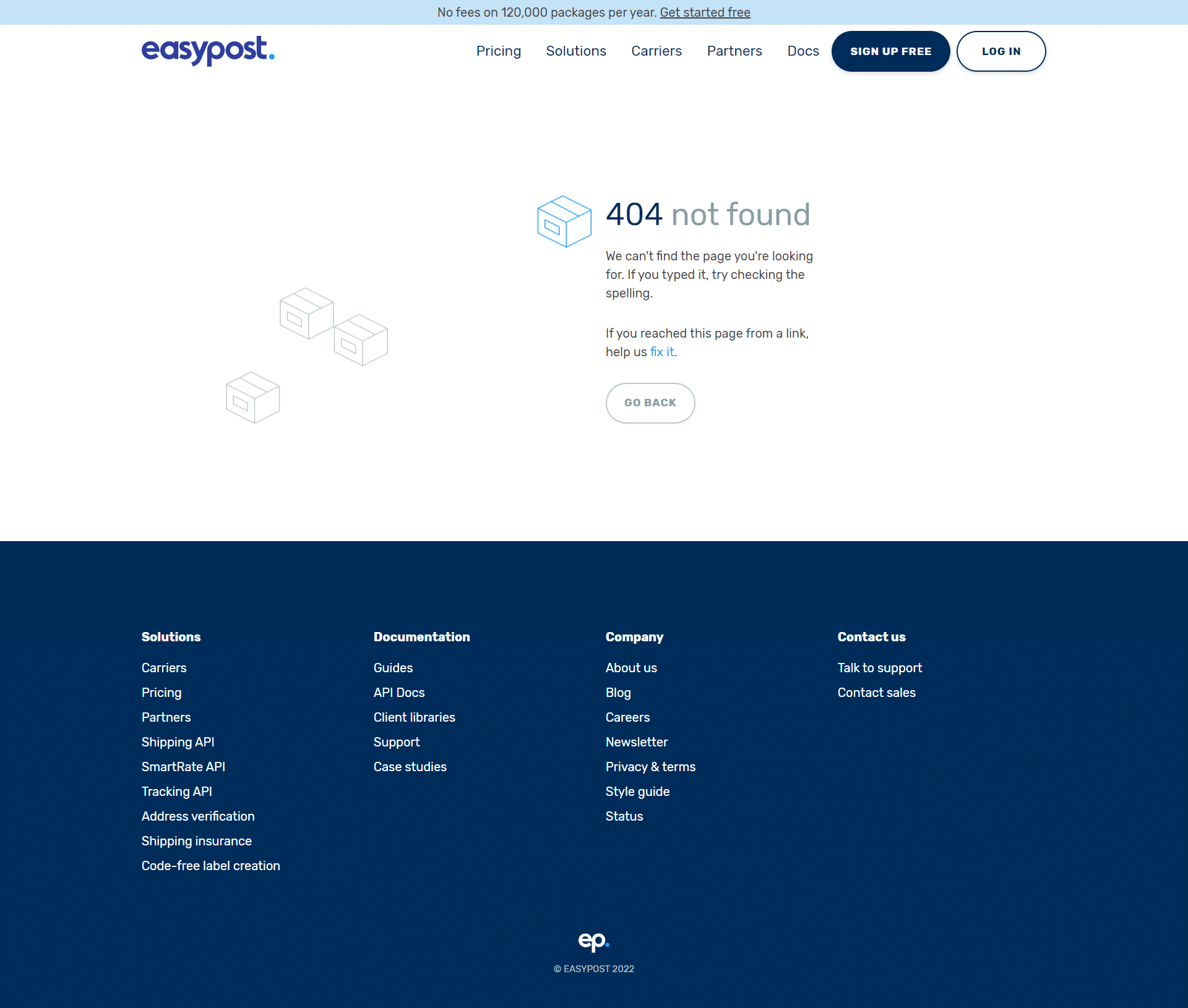 EasyPost 404 Page Not Found